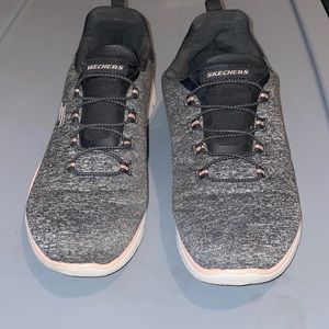Grey & pink slip on Skechers